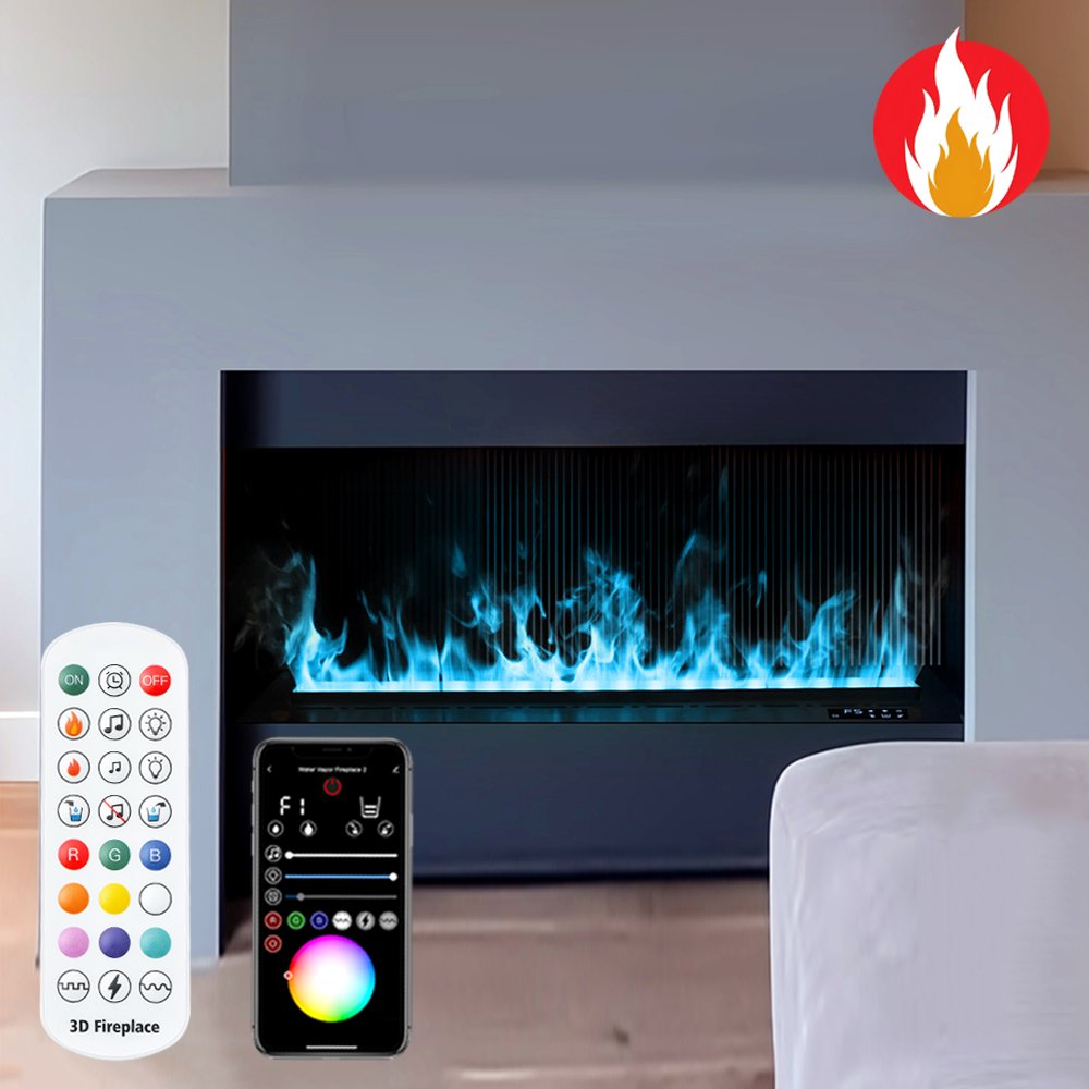 Imaxfire® 47.2" Built-In Insert Multi-Color + APP Water Fireplace